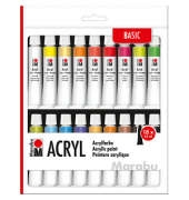 18 Marabu Basic Acrylfarben farbsortiert 18 x 12,0 ml