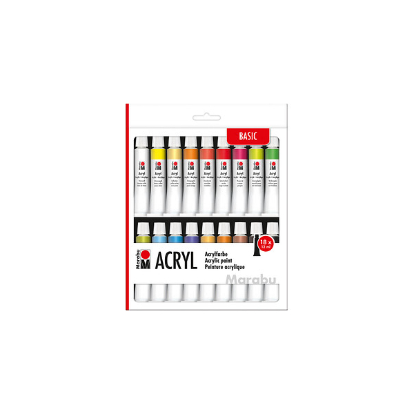 4007751746108 - 18 Basic Acrylfarben farbsortiert 18 x 120 ml 4007751746108 216 Milliliter 4007751746108 - 18 Basic Acrylfarben farbsortiert 18 x 120 ml 4007751746108 216 Milliliter