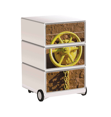easyOffice Industrial Rollcontainer weiß, bunt 4 Auszüge 39,0 x 43,6 x 64,2 cm