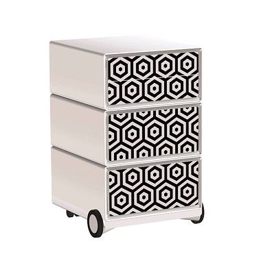 easyOffice Black & White Rollcontainer weiß, schwarz 4 Auszüge 39,0 x 43,6 x 64,2 cm