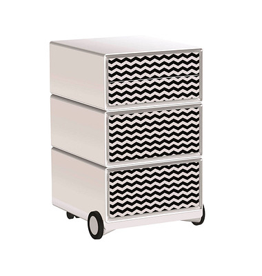easyOffice Black & White Rollcontainer weiß, schwarz 4 Auszüge 39,0 x 43,6 x 64,2 cm