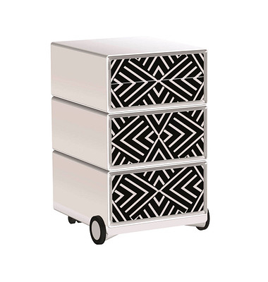 easyOffice Black & White Rollcontainer weiß, schwarz 4 Auszüge 39,0 x 43,6 x 64,2 cm