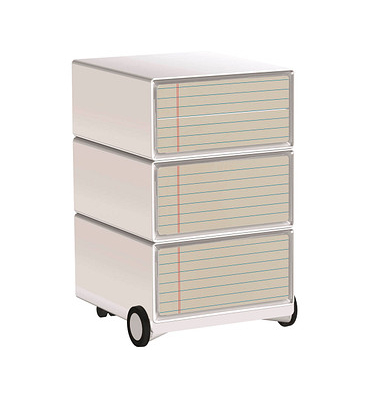 easyOffice Contents Rollcontainer weiß, bunt 4 Auszüge 39,0 x 43,6 x 64,2 cm
