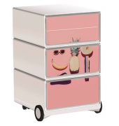 easyOffice Tropical Rollcontainer weiß, bunt 4 Auszüge 39,0 x 43,6 x 64,2 cm
