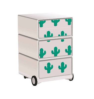 easyOffice Tropical Rollcontainer weiß, bunt 4 Auszüge 39,0 x 43,6 x 64,2 cm