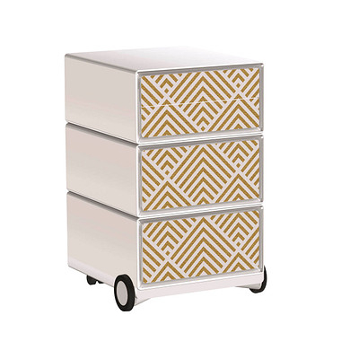easyOffice Classic Chic Rollcontainer weiß, bunt 4 Auszüge 39,0 x 43,6 x 64,2 cm