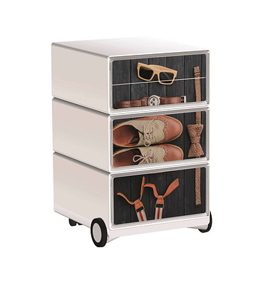 easyOffice Classic Chic Rollcontainer weiß, bunt 4 Auszüge 39,0 x 43,6 x 64,2 cm
