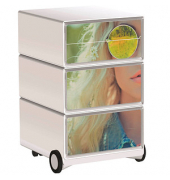 easyOffice Tropical Rollcontainer weiß, bunt 4 Auszüge 39,0 x 43,6 x 64,2 cm