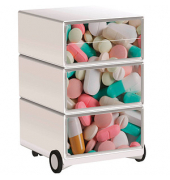 easyOffice Business Rollcontainer weiß, bunt 4 Auszüge 39,0 x 43,6 x 64,2 cm