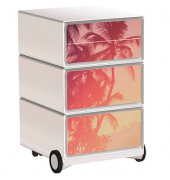 easyOffice Tropical Rollcontainer weiß, bunt 4 Auszüge 39,0 x 43,6 x 64,2 cm