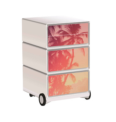 easyOffice Tropical Rollcontainer weiß, bunt 4 Auszüge 39,0 x 43,6 x 64,2 cm