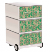 easyOffice Vintage Rollcontainer weiß, bunt 4 Auszüge 39,0 x 43,6 x 64,2 cm