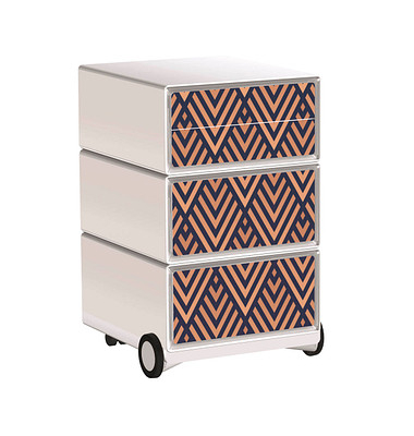 easyOffice Classic Chic Rollcontainer weiß, bunt 4 Auszüge 39,0 x 43,6 x 64,2 cm