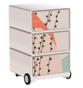 easyOffice Colour Rollcontainer weiß, bunt 4 Auszüge 39,0 x 43,6 x 64,2 cm