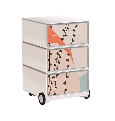 easyOffice Colour Rollcontainer weiß, bunt 4 Auszüge 39,0 x 43,6 x 64,2 cm