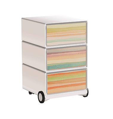 easyOffice Colour Rollcontainer weiß, bunt 4 Auszüge 39,0 x 43,6 x 64,2 cm
