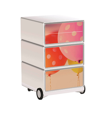 easyOffice Colour Rollcontainer weiß, bunt 4 Auszüge 39,0 x 43,6 x 64,2 cm