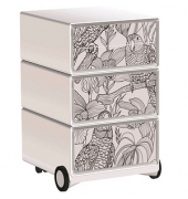 easyOffice Tropical Rollcontainer weiß, bunt 4 Auszüge 39,0 x 43,6 x 64,2 cm