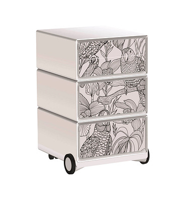 easyOffice Tropical Rollcontainer weiß, bunt 4 Auszüge 39,0 x 43,6 x 64,2 cm