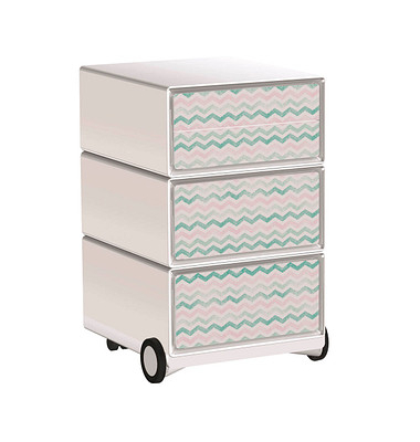 easyOffice Colour Rollcontainer weiß, bunt 4 Auszüge 39,0 x 43,6 x 64,2 cm