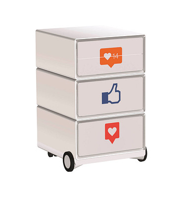 easyOffice Business Rollcontainer weiß, bunt 4 Auszüge 39,0 x 43,6 x 64,2 cm