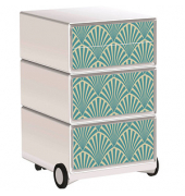 easyOffice Tropical Rollcontainer weiß, bunt 4 Auszüge 39,0 x 43,6 x 64,2 cm