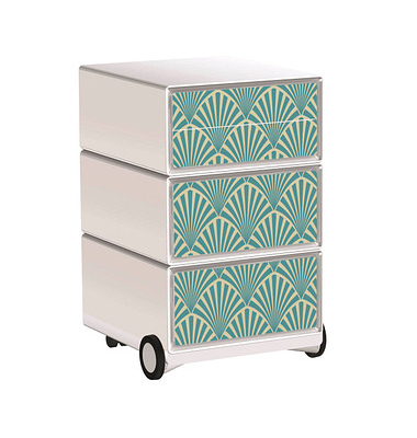 easyOffice Tropical Rollcontainer weiß, bunt 4 Auszüge 39,0 x 43,6 x 64,2 cm