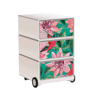 easyOffice Garden Factory Rollcontainer weiß, bunt 4 Auszüge 39,0 x 43,6 x 64,2 cm