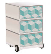easyOffice Vintage Rollcontainer weiß, bunt 4 Auszüge 39,0 x 43,6 x 64,2 cm