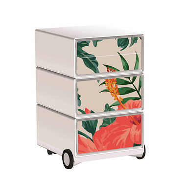 easyOffice Garden Factory Rollcontainer weiß, bunt 4 Auszüge 39,0 x 43,6 x 64,2 cm