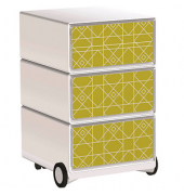 easyOffice Vintage Rollcontainer weiß, bunt 4 Auszüge 39,0 x 43,6 x 64,2 cm