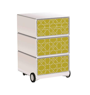 easyOffice Vintage Rollcontainer weiß, bunt 4 Auszüge 39,0 x 43,6 x 64,2 cm