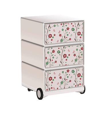 easyOffice Garden Factory Rollcontainer weiß, bunt 4 Auszüge 39,0 x 43,6 x 64,2 cm