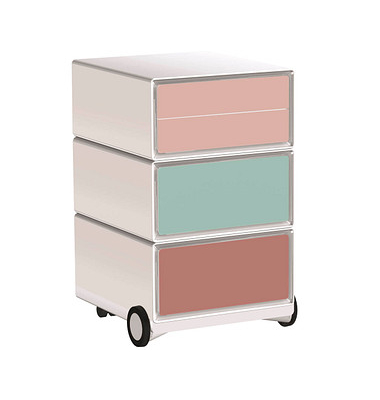easyOffice Colour Rollcontainer weiß, bunt 4 Auszüge 39,0 x 43,6 x 64,2 cm