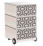 easyOffice Vintage Rollcontainer weiß, bunt 4 Auszüge 39,0 x 43,6 x 64,2 cm