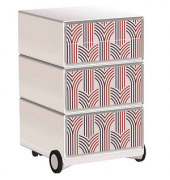 easyOffice Vintage Rollcontainer weiß, bunt 4 Auszüge 39,0 x 43,6 x 64,2 cm