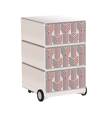 easyOffice Vintage Rollcontainer weiß, bunt 4 Auszüge 39,0 x 43,6 x 64,2 cm