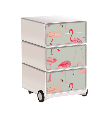 easyOffice Tropical Rollcontainer weiß, bunt 4 Auszüge 39,0 x 43,6 x 64,2 cm