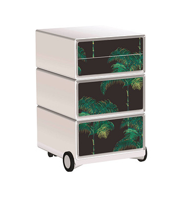 easyOffice Tropical Rollcontainer weiß, bunt 4 Auszüge 39,0 x 43,6 x 64,2 cm