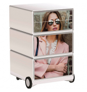 easyOffice Classic Chic Rollcontainer weiß, bunt 4 Auszüge 39,0 x 43,6 x 64,2 cm