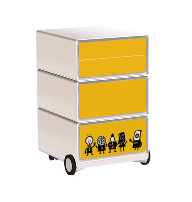 easyOffice Business Rollcontainer weiß, bunt 4 Auszüge 39,0 x 43,6 x 64,2 cm