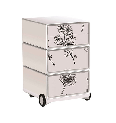 easyOffice Garden Factory Rollcontainer weiß, bunt 4 Auszüge 39,0 x 43,6 x 64,2 cm
