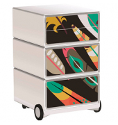 easyOffice Colour Rollcontainer weiß, bunt 4 Auszüge 39,0 x 43,6 x 64,2 cm