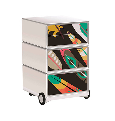 easyOffice Colour Rollcontainer weiß, bunt 4 Auszüge 39,0 x 43,6 x 64,2 cm