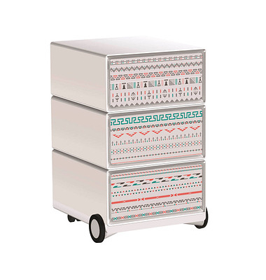 easyOffice Colour Rollcontainer weiß, bunt 4 Auszüge 39,0 x 43,6 x 64,2 cm