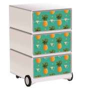 easyOffice Tropical Rollcontainer weiß, bunt 4 Auszüge 39,0 x 43,6 x 64,2 cm