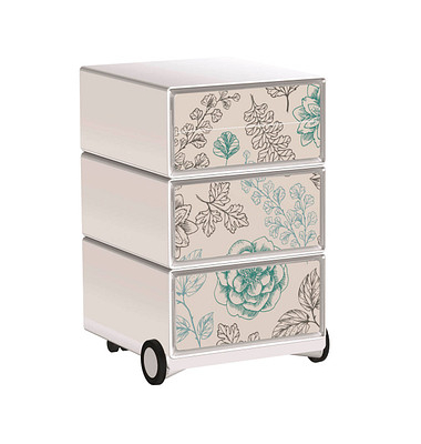 easyOffice Garden Factory Rollcontainer weiß, bunt 4 Auszüge 39,0 x 43,6 x 64,2 cm