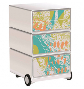 easyOffice Colour Rollcontainer weiß, bunt 4 Auszüge 39,0 x 43,6 x 64,2 cm