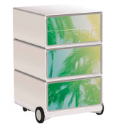 easyOffice Tropical Rollcontainer weiß, bunt 4 Auszüge 39,0 x 43,6 x 64,2 cm
