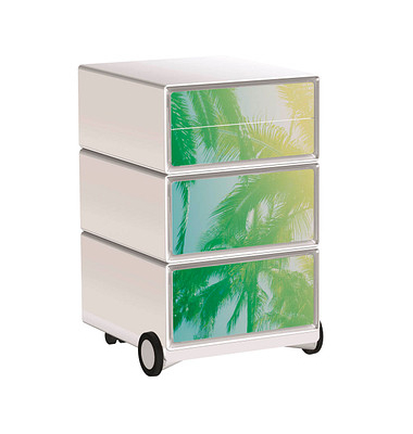 easyOffice Tropical Rollcontainer weiß, bunt 4 Auszüge 39,0 x 43,6 x 64,2 cm
